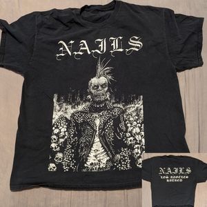 Large Black and White Zombie Punk Nails Tee.